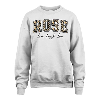 Live Laugh Love Custom Name With Leopard Pattern Shirt ROSE M1-13
