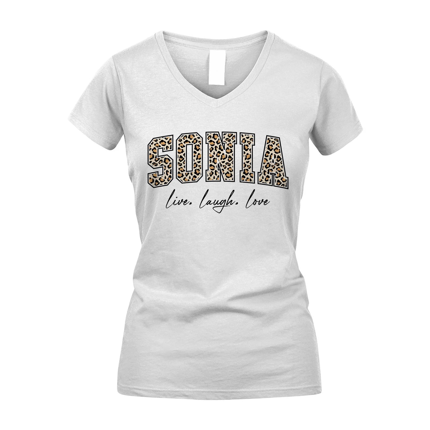 Live Laugh Love Custom Name With Leopard Pattern Shirt SONIA M1-13