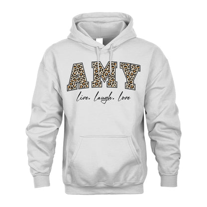 Live Laugh Love Custom Name With Leopard Pattern Shirt AMY M1-13