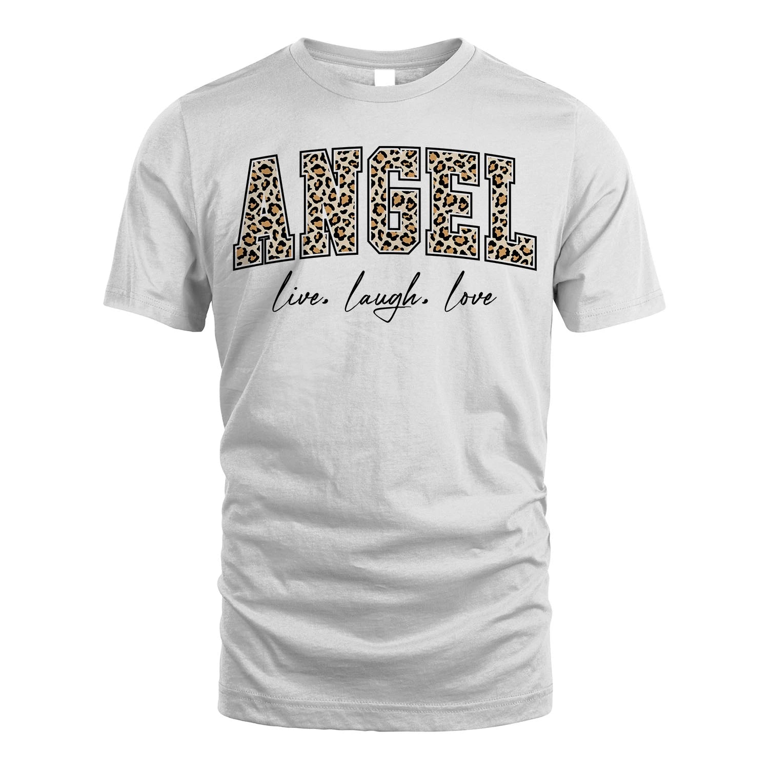 Live Laugh Love Custom Name With Leopard Pattern Shirt ANGEL M1-13