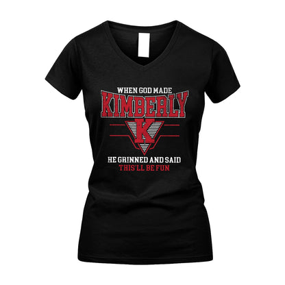 When God Made Your Name He Grinned And Said This'll Be Fun Baseball Shirt KIMBERLY M1-29