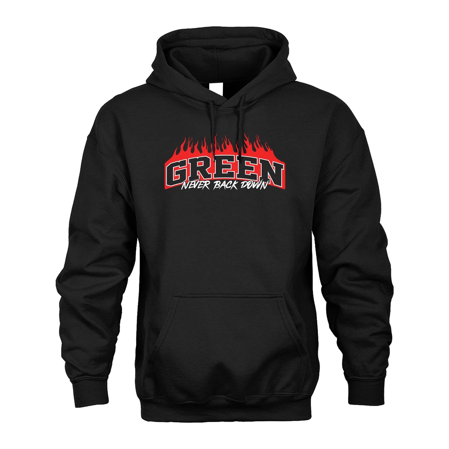 Never Back Down Your Name With Fire Shirt GREEN M1-37
