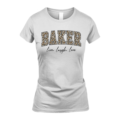 Live Laugh Love Custom Name With Leopard Pattern Shirt BAKER M1-13
