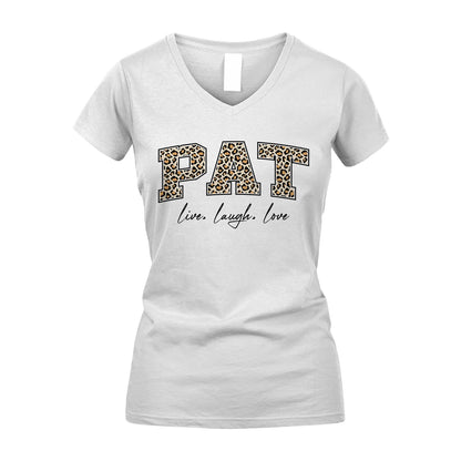 Live Laugh Love Custom Name With Leopard Pattern Shirt PAT M1-13