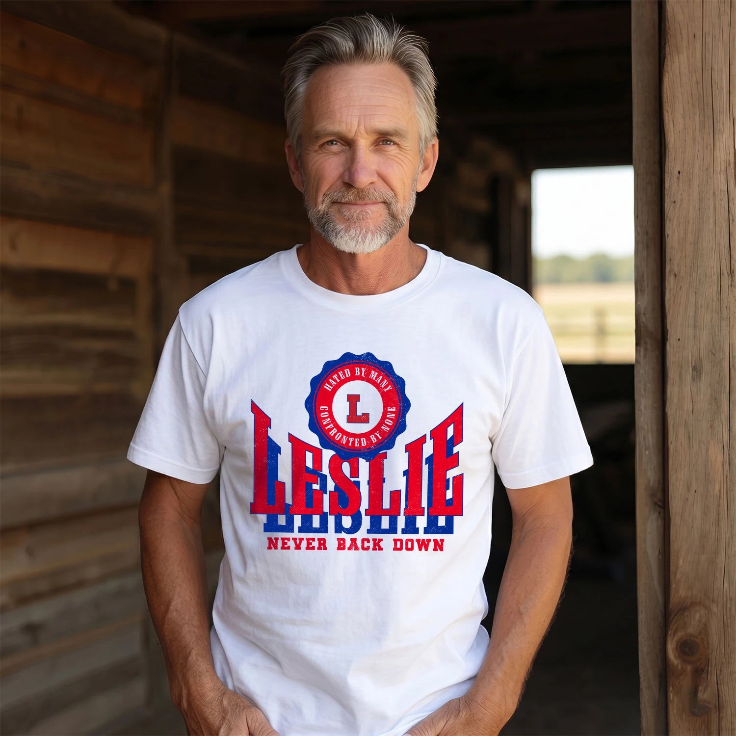 Your Name Never Back Down Shirt LESLIE M1-33