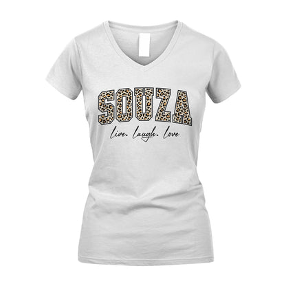 Live Laugh Love Custom Name With Leopard Pattern Shirt SOUZA M1-13