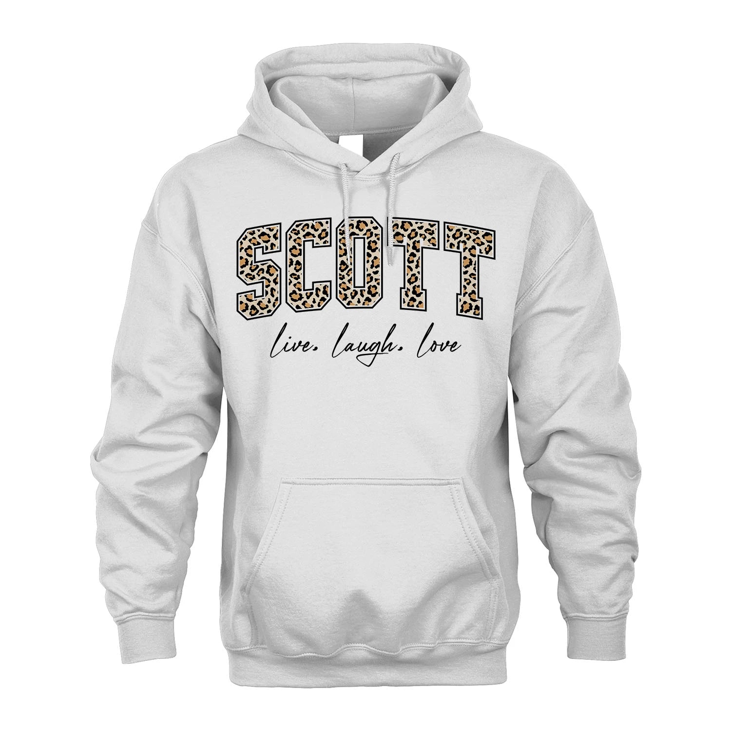 Live Laugh Love Custom Name With Leopard Pattern Shirt SCOTT M1-13