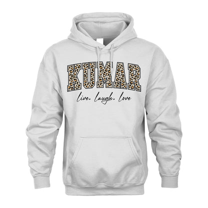 Live Laugh Love Custom Name With Leopard Pattern Shirt KUMAR M1-13