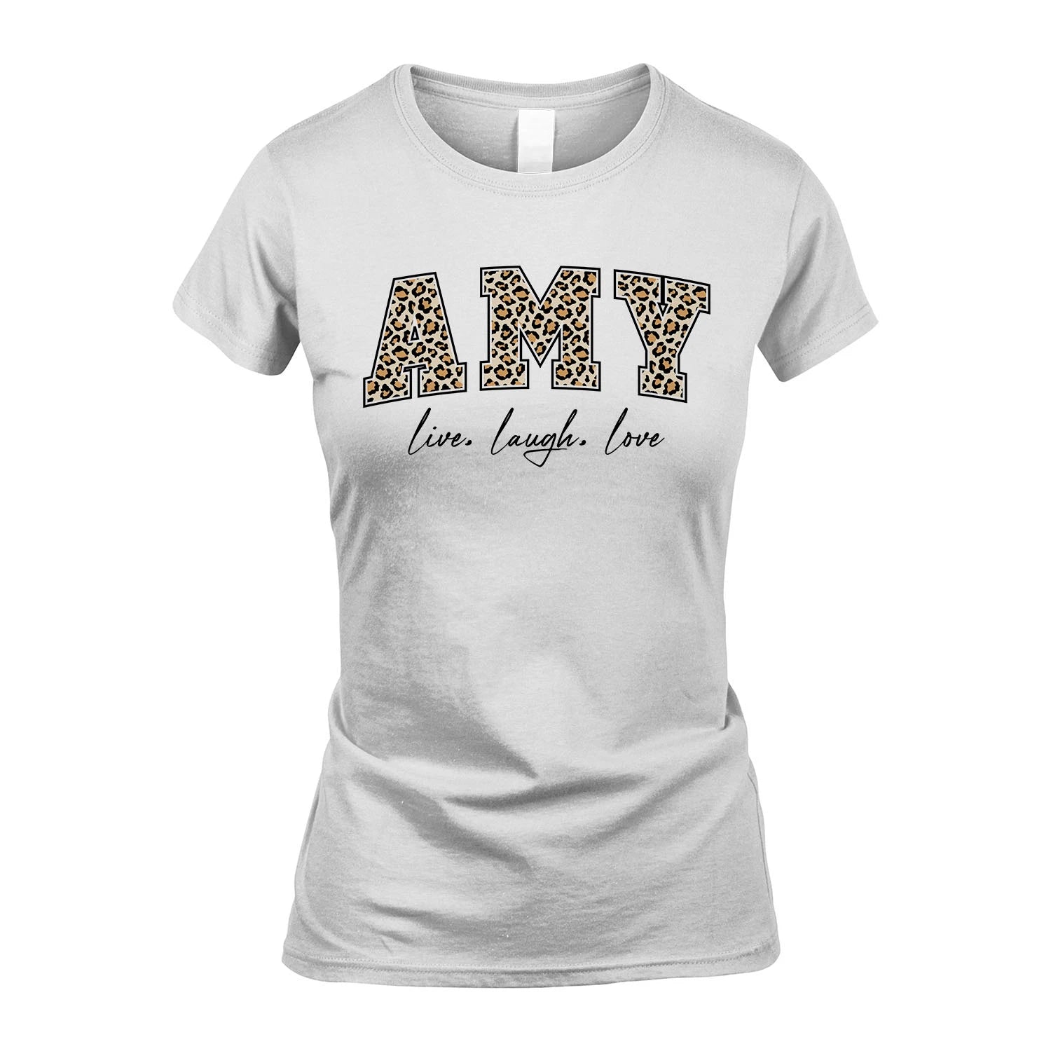 Live Laugh Love Custom Name With Leopard Pattern Shirt AMY M1-13