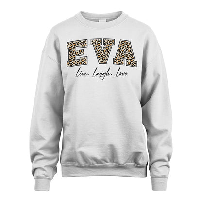 Live Laugh Love Custom Name With Leopard Pattern Shirt EVA M1-13