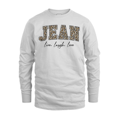 Live Laugh Love Custom Name With Leopard Pattern Shirt JEAN M1-13