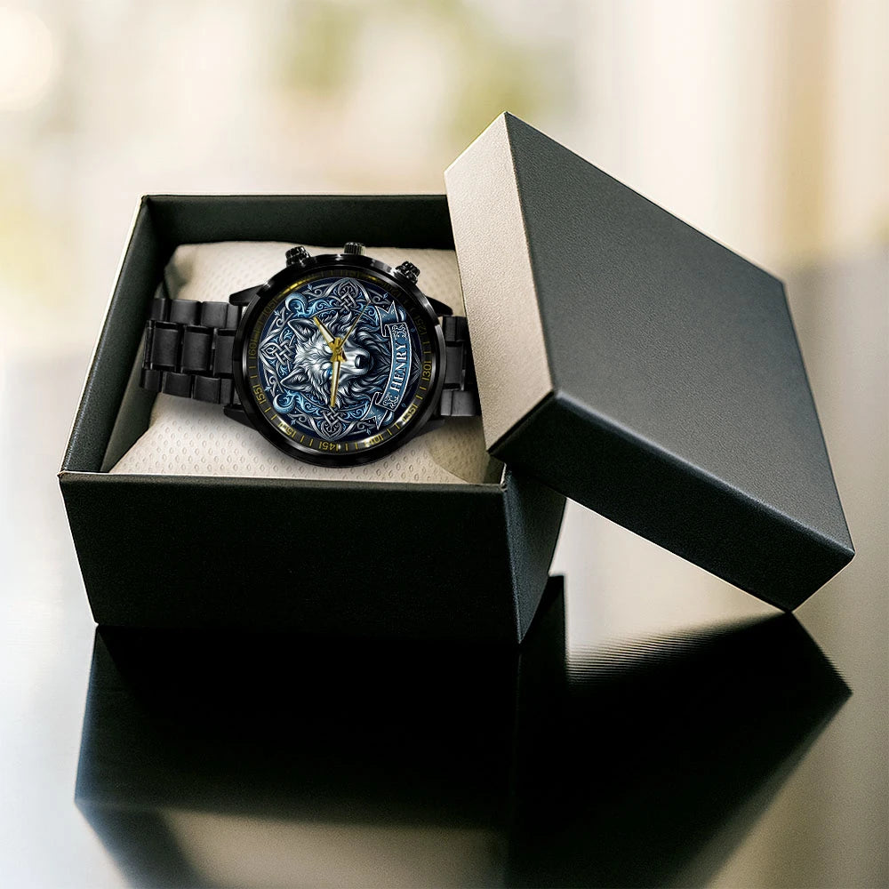 3D Silver Wolf Head Watch HENRY M1-W2