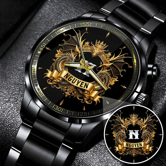 Personalized Name Golden Dragon Watch NGUYEN M1-W6