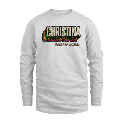 Your Name Built Different Retro Shirt CHRISTINA M1-26