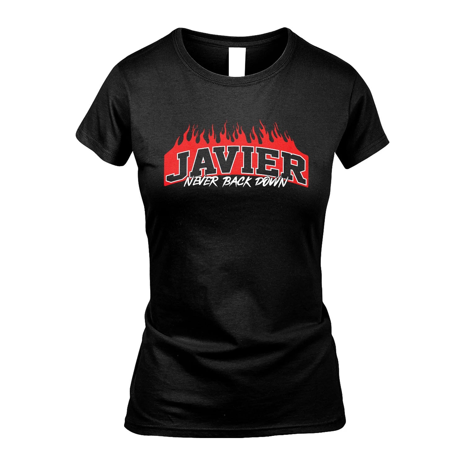 Never Back Down Your Name With Fire Shirt JAVIER M1-37