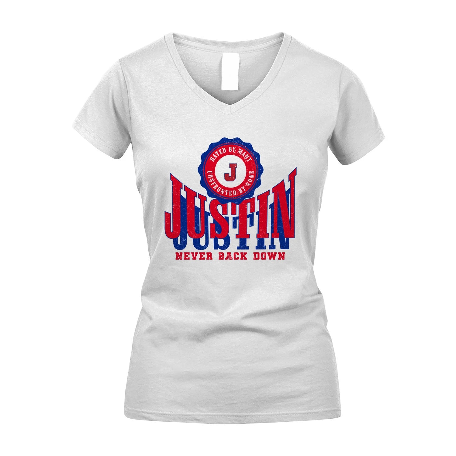 Your Name Never Back Down Shirt JUSTIN M1-33