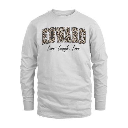 Live Laugh Love Custom Name With Leopard Pattern Shirt EDWARD M1-13