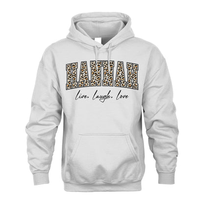 Live Laugh Love Custom Name With Leopard Pattern Shirt HANNAH M1-13