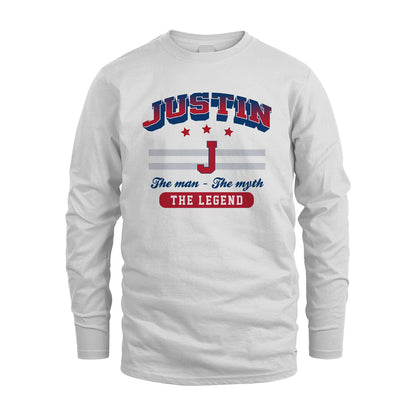 The Man The Myth The Legend With Your Name Shirt JUSTIN M1-35