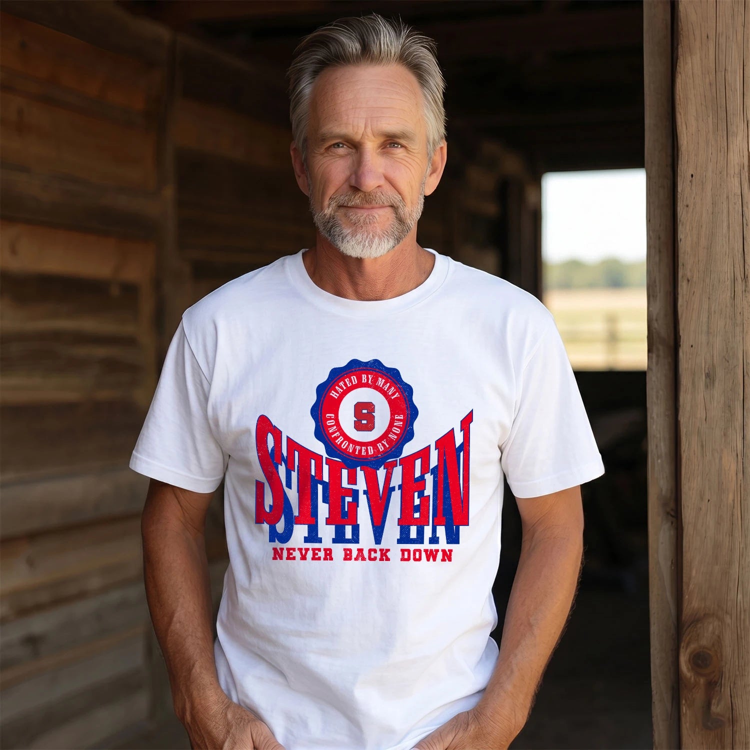 Your Name Never Back Down Shirt STEVEN M1-33