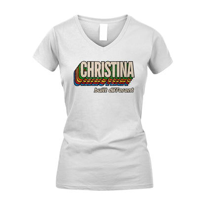 Your Name Built Different Retro Shirt CHRISTINA M1-26