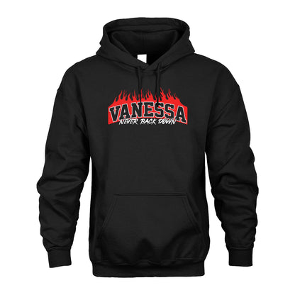 Never Back Down Your Name With Fire Shirt VANESSA M1-37