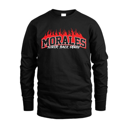 Never Back Down Your Name With Fire Shirt MORALES M1-37