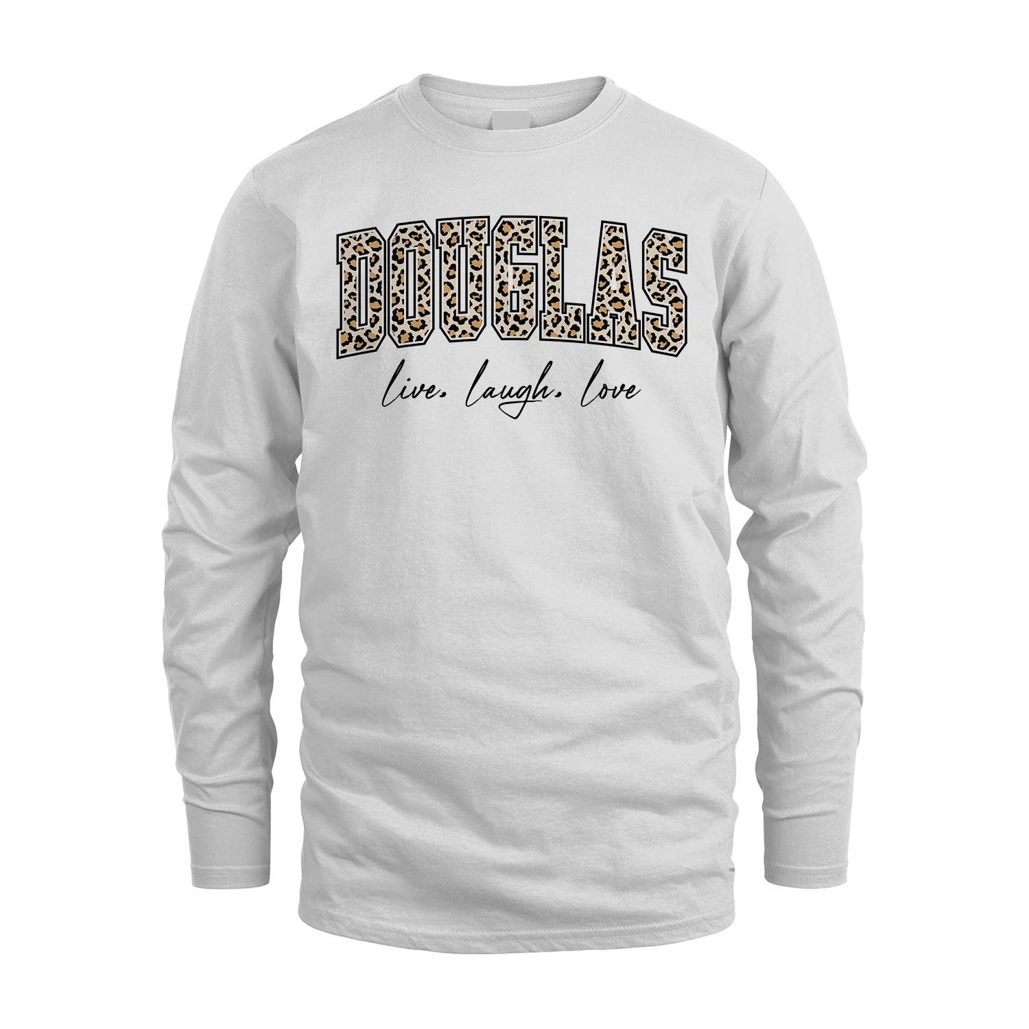 Live Laugh Love Custom Name With Leopard Pattern Shirt DOUGLAS M1-13