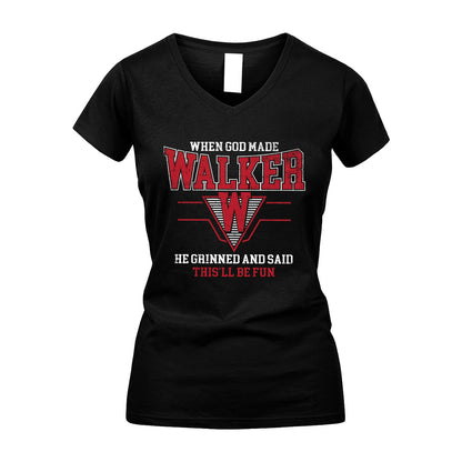 When God Made Your Name He Grinned And Said This'll Be Fun Baseball Shirt WALKER M1-29