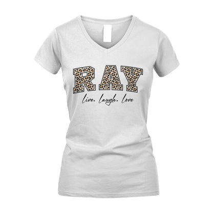 Live Laugh Love Custom Name With Leopard Pattern Shirt RAY M1-13