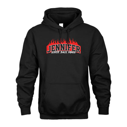 Never Back Down Your Name With Fire Shirt JENNIFER M1-37