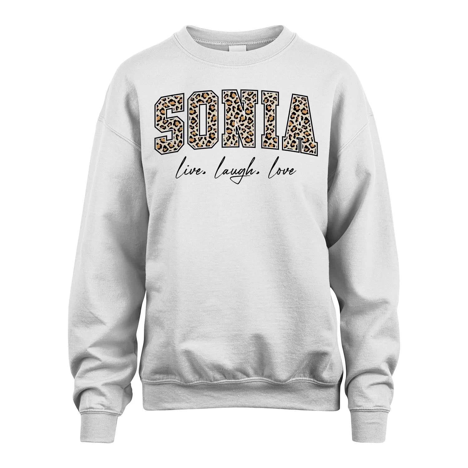 Live Laugh Love Custom Name With Leopard Pattern Shirt SONIA M1-13