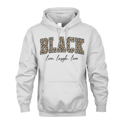 Live Laugh Love Custom Name With Leopard Pattern Shirt BLACK M1-13