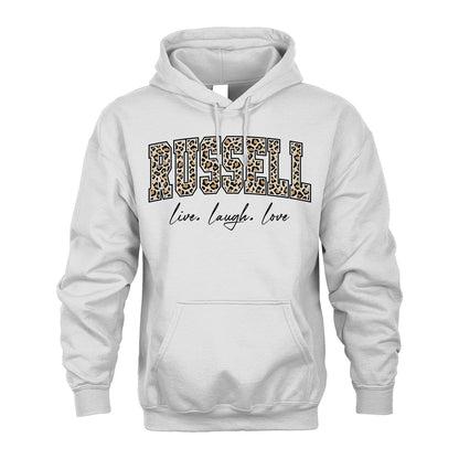 Live Laugh Love Custom Name With Leopard Pattern Shirt RUSSELL M1-13