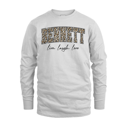 Live Laugh Love Custom Name With Leopard Pattern Shirt BENNETT M1-13