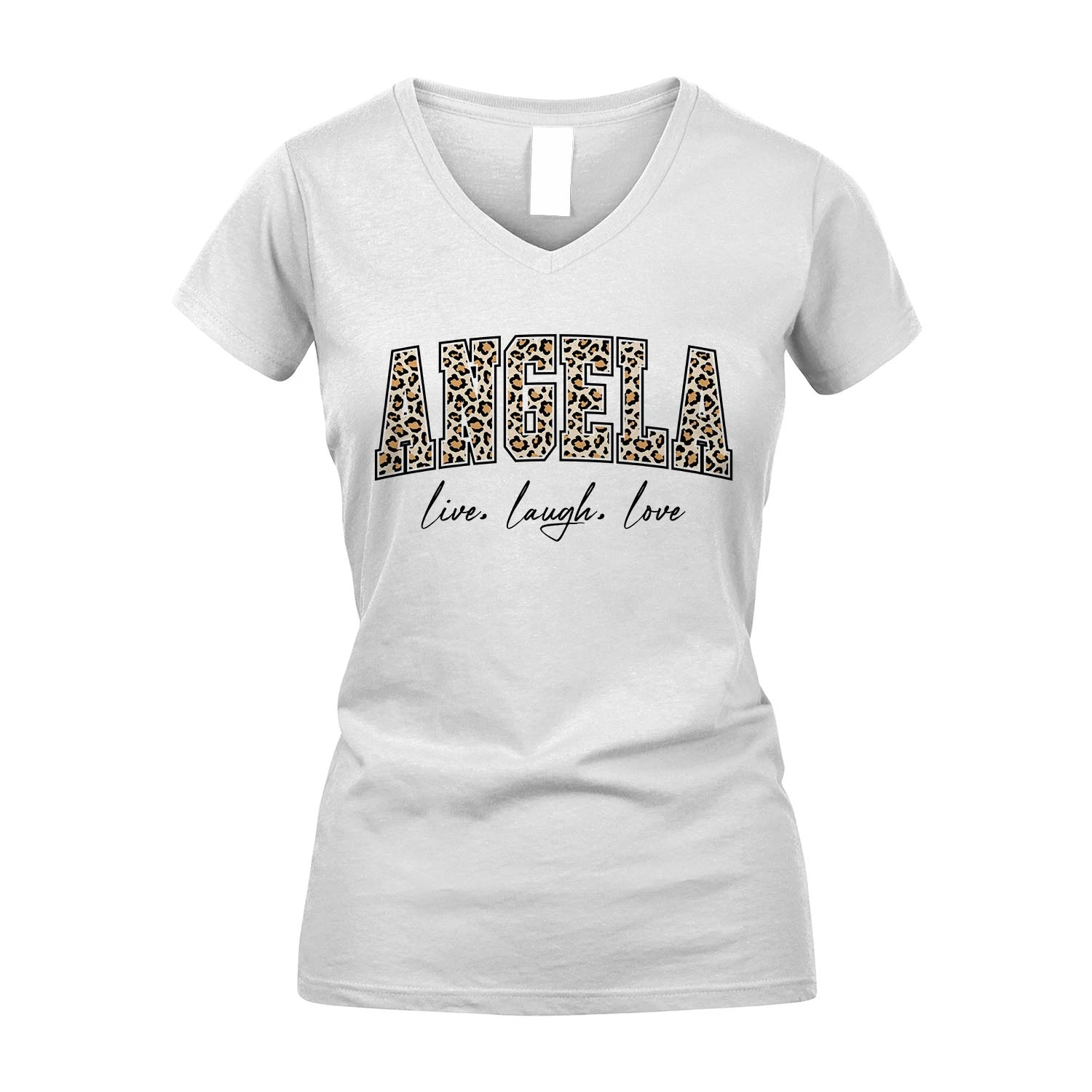 Live Laugh Love Custom Name With Leopard Pattern Shirt ANGELA M1-13