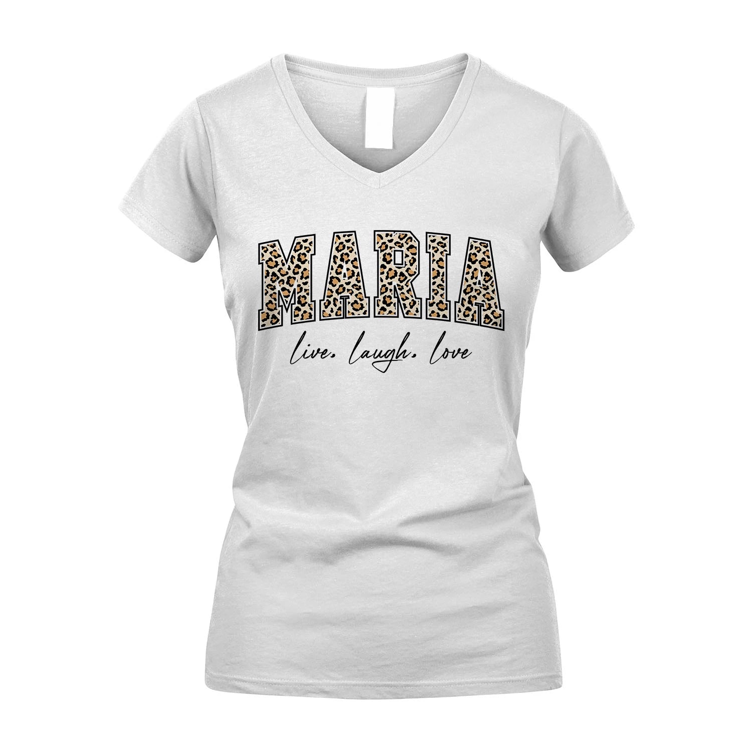 Live Laugh Love Custom Name With Leopard Pattern Shirt MARIA M1-13