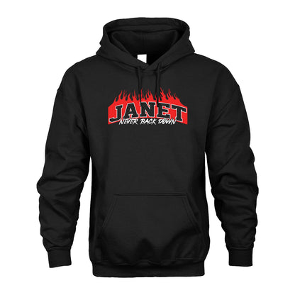 Never Back Down Your Name With Fire Shirt JANET M1-37