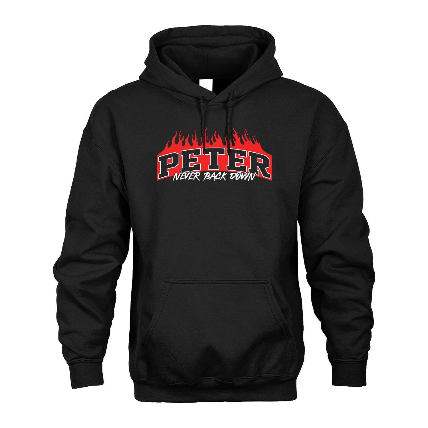 Never Back Down Your Name With Fire Shirt PETER M1-37