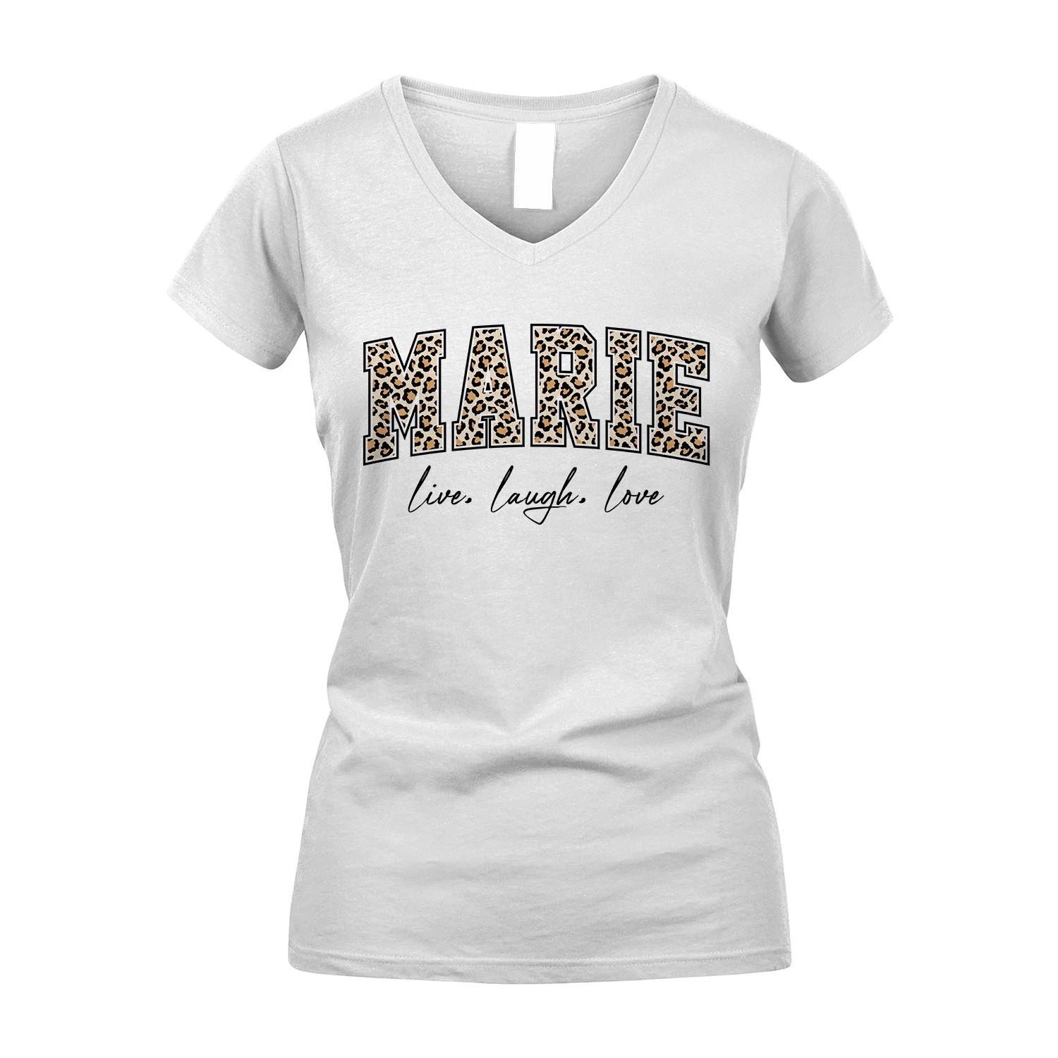 Live Laugh Love Custom Name With Leopard Pattern Shirt MARIE M1-13