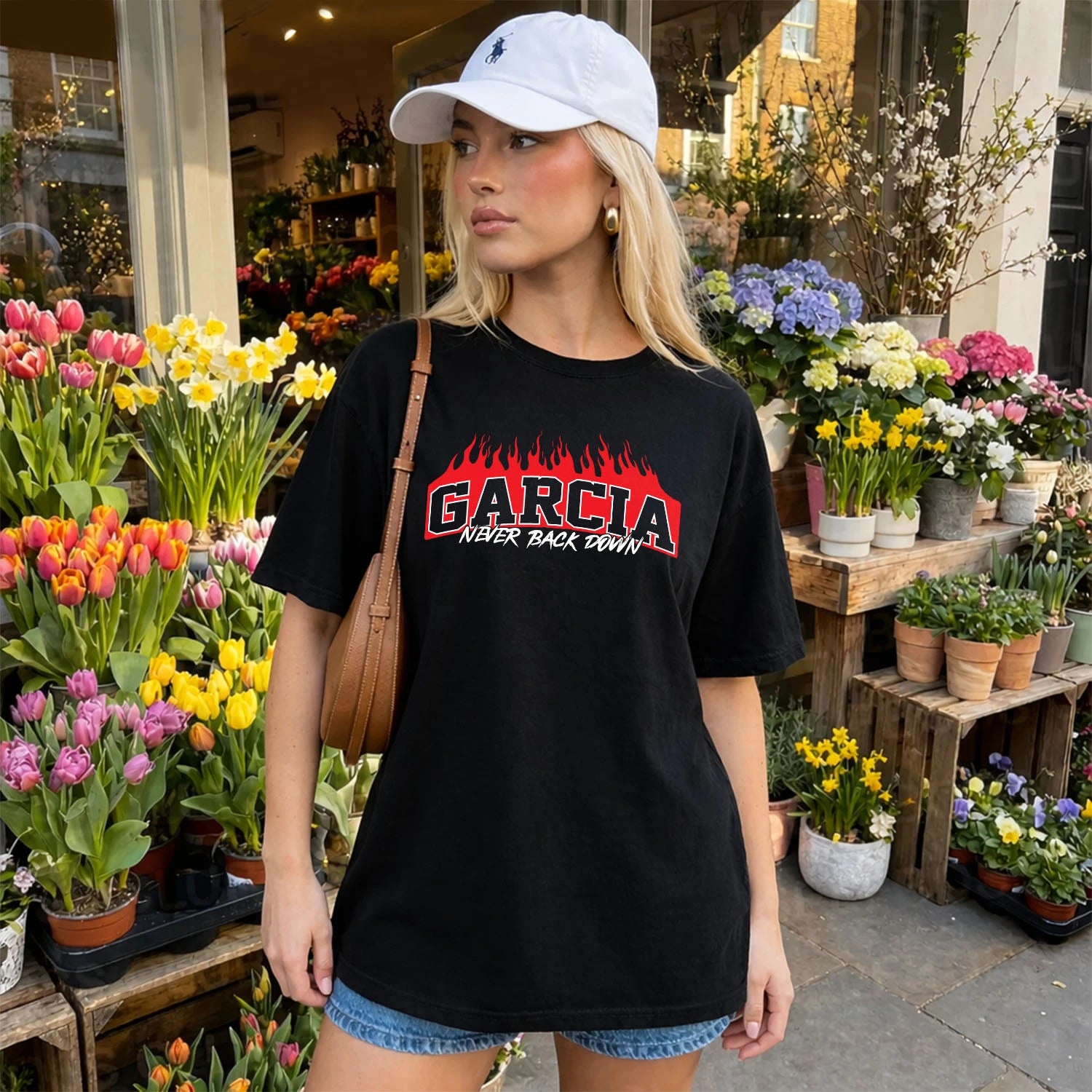 Never Back Down Your Name With Fire Shirt GARCIA M1-37