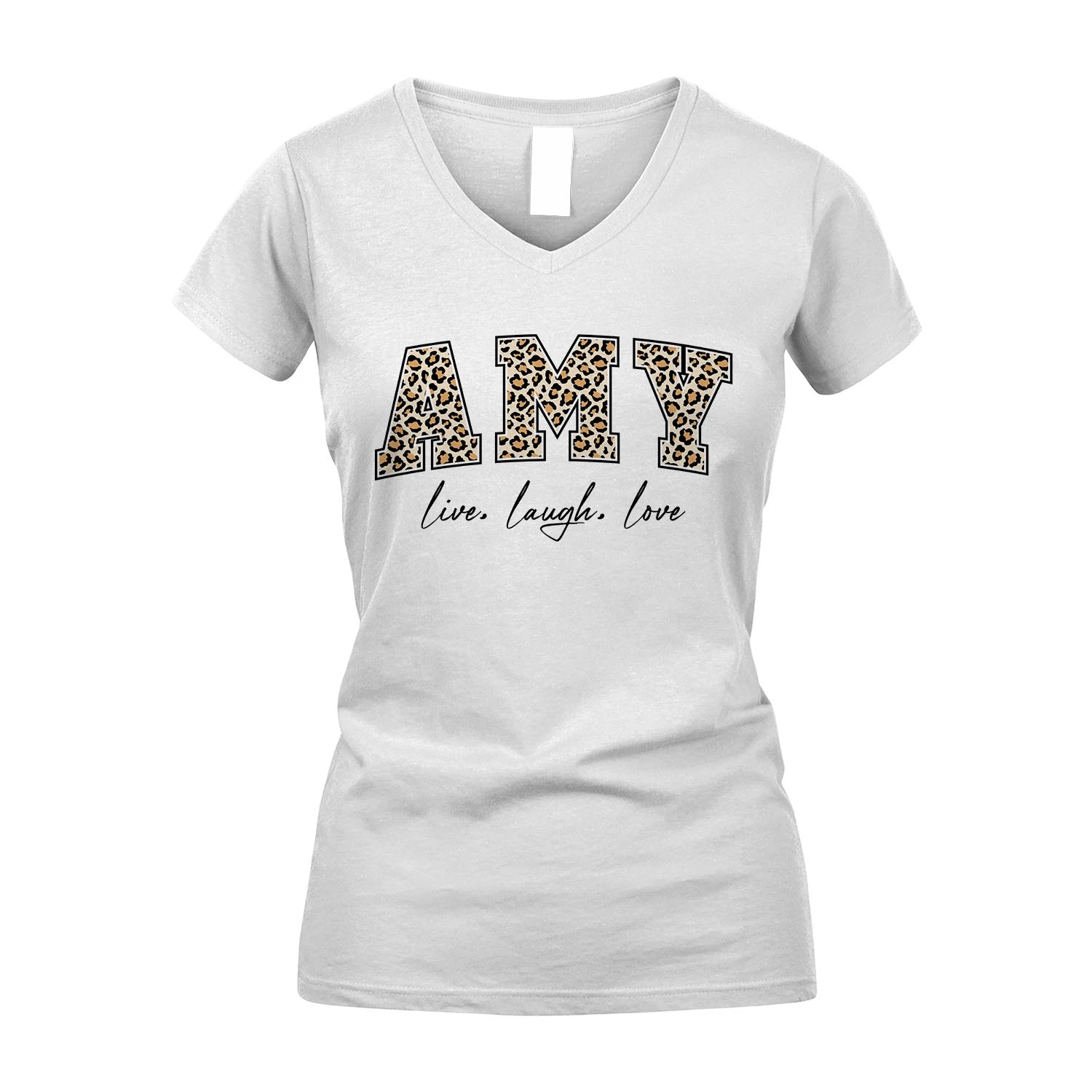 Live Laugh Love Custom Name With Leopard Pattern Shirt AMY M1-13