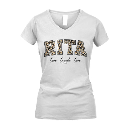Live Laugh Love Custom Name With Leopard Pattern Shirt RITA M1-13