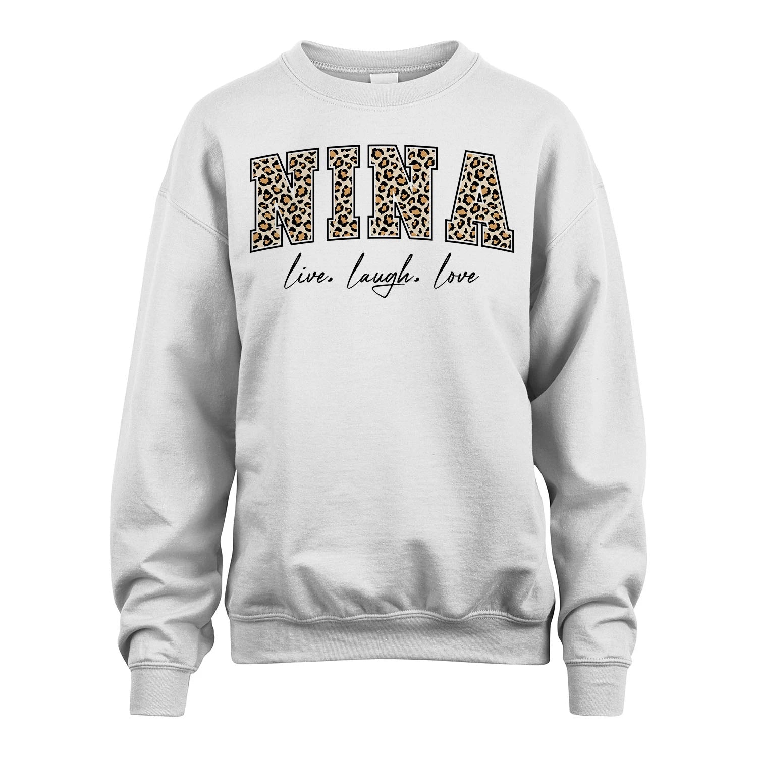 Live Laugh Love Custom Name With Leopard Pattern Shirt NINA M1-13
