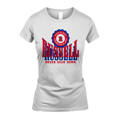 Your Name Never Back Down Shirt RUSSELL M1-33