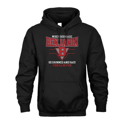 When God Made Your Name He Grinned And Said This'll Be Fun Baseball Shirt BENJAMIN M1-29