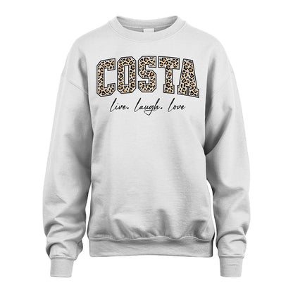 Live Laugh Love Custom Name With Leopard Pattern Shirt COSTA M1-13