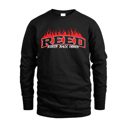 Never Back Down Your Name With Fire Shirt REED M1-37