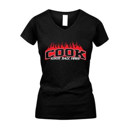 Never Back Down Your Name With Fire Shirt COOK M1-37