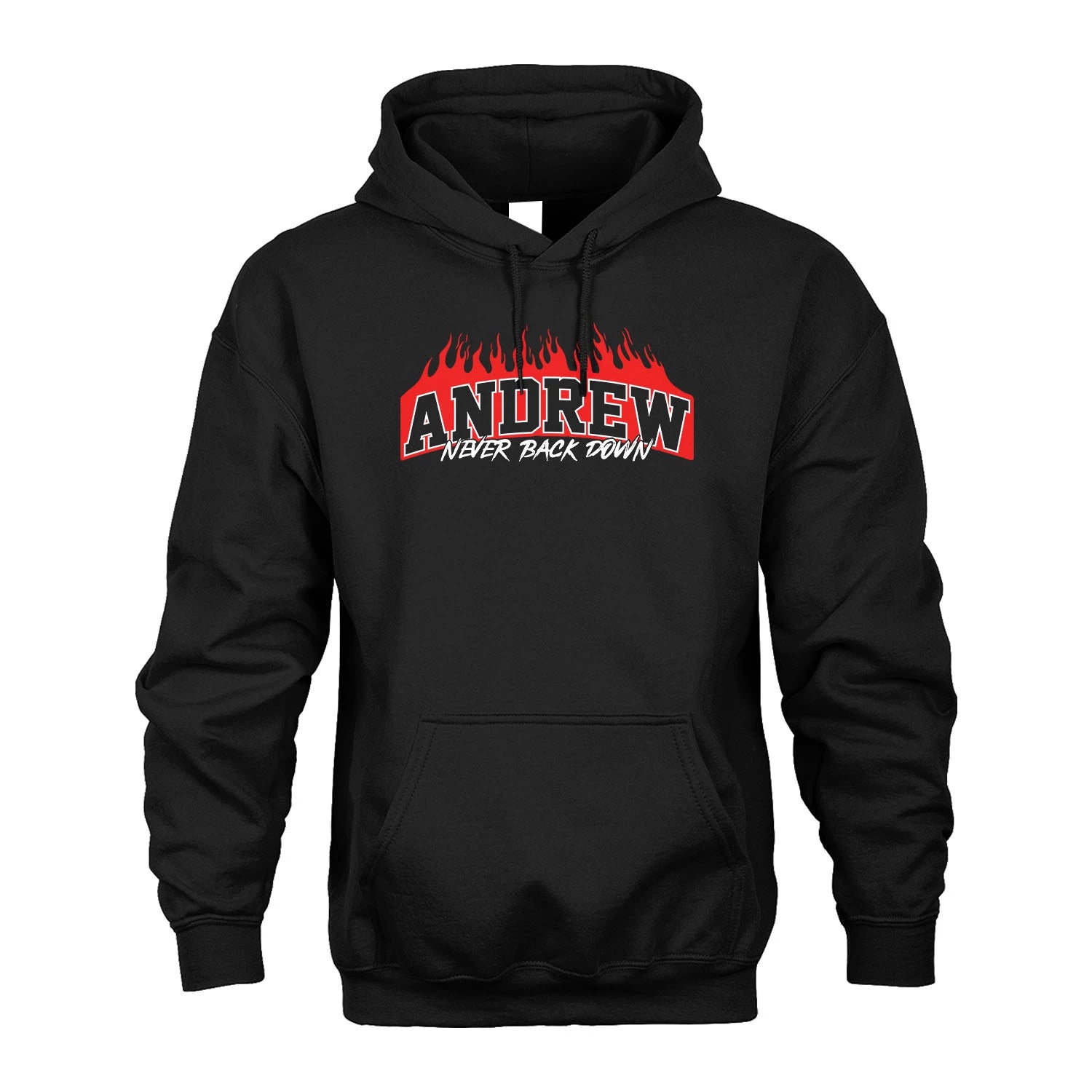 Never Back Down Your Name With Fire Shirt ANDREW M1-37